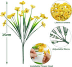Ouddy Decor 12 Bundles Artificial Flowers for Decorations Fake Silk Plants for Outdoor Indoor UV Resistant Faux Plastic Greenery Stems for Window Garden Porch Home Spring Summer Decoration, Yellow