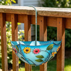 Plant Umbrellas for Outdoor Plants, Farmhouse Umbrella Shaped Wall Hanging Planter – Metal Iron Art with Drainage Holes, No-Drill Rustproof Flower Pot for Yard, Patio, Balcony