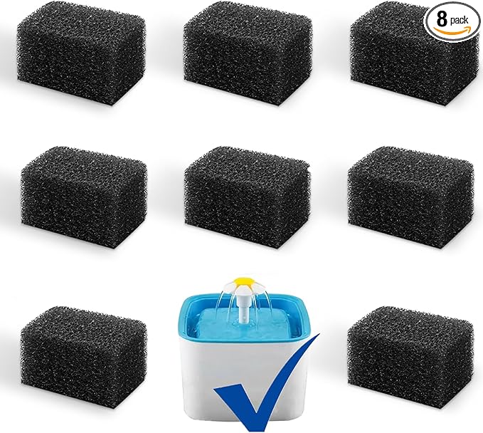 Cat Water Fountain Filters, Pack of 8 Cat Fountain Sponge Filter Pre-Filter Sponges for 84oz/2.5L Automatic Cat Fountain