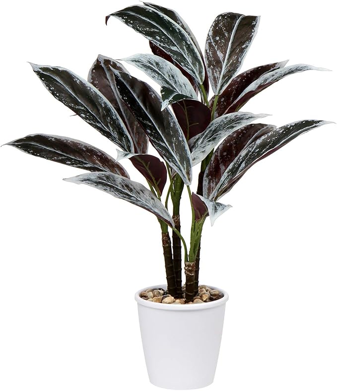 Briful 24.8" Artificial Cordyline Fruticosa Plant Decorative Indoor Tropical Fake Plants in White Pot for Home or Office
