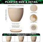 Ceramic Planter, 10 Inch Plant Pot for Large Indoor Plants, Decorative Planters with Drainage Hole and Saucer, Round Flower Pot, Modern Planter, Home Garden Decor, Beige