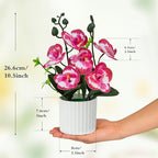 4Pcs Fake Orchids Artificial Flowers Washable Phalaenopsis Orchids Flowers in Pot for Home Wedding Table Centerpiece Bathroom Office Decoration (Purple & Red)