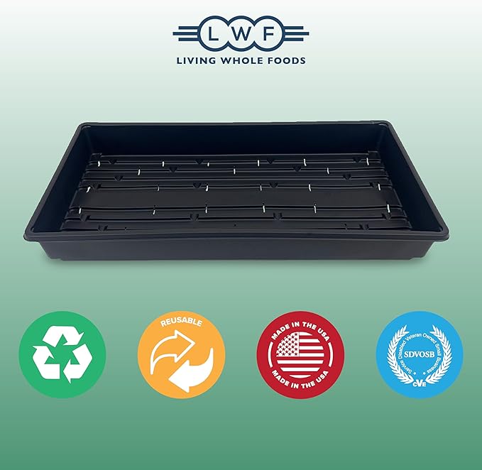 10 Plant Growing Trays (WITH Drain Holes) - 20" x 10" - Perfect Garden Seed Starter Grow Trays: For Seedlings, Indoor Gardening, Growing Microgreens, Wheatgrass & More - Soil or Hydroponic
