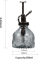 TOMEX Glass Plant Mister Spray Bottle 200ML Vintage Style Plant Spritzer Small Sprayer Mister Succulent Watering Bottle with Top Pump Watering Can for Indoor Outdoor House Plants,Flowers (Grey)