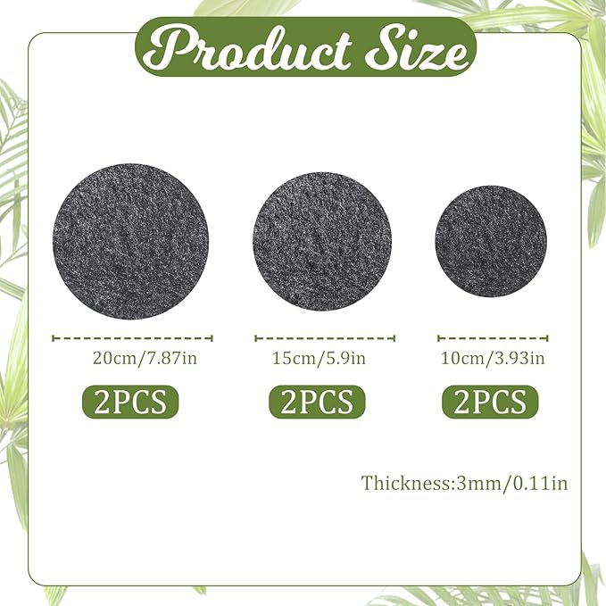 Plant Coasters, 6 PCS 3 Sizes Round Plant Saucers Felt Plant Mat Reversible Fabric Coaster Mat Absorbent Waterproof Plant Pot Saucers for Gardening Indoors Outdoor Pots, DIY Craft Supplies(4”, 6”, 8”)