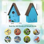 Bird Houses for Outside,Blue Bird Houses for Outdoors,Hanging Birdhouses for Outdoor,Wooden Bluebird Houses for Outside,Country Style Hummingbird Nest Box,Yard Decorative Gift for Bird Lovers