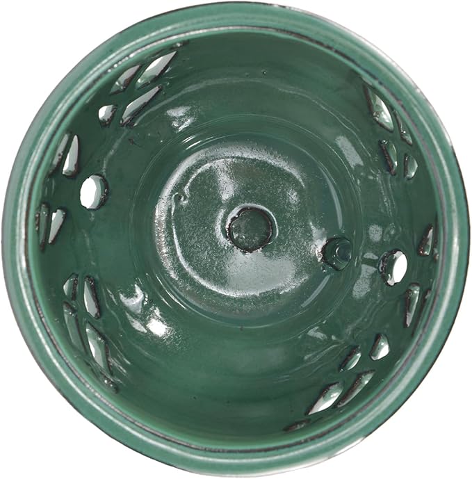 W&W Orchid Pot with Holes and Saucer for Repotting, Green, 6.5"
