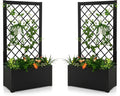 Giantex Set of 2 Raised Garden Bed with Trellis, 44" Metal Vertical Planter with Garden Trellis, Diamond Lattice for Vine Plant Flower Climbing, Indoor & Outdoor Use for Yard Garden Balcony