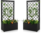 Giantex Set of 2 Raised Garden Bed with Trellis, 44" Metal Vertical Planter with Garden Trellis, Diamond Lattice for Vine Plant Flower Climbing, Indoor & Outdoor Use for Yard Garden Balcony