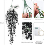 Black Hanging Flowers with Lights Faux Hanging Plants Artificial Hanging Plant Fake Greenery Faux Hanging Vines Plant for Indoor Outdoor Wedding Halloween Party Fall Wall Room Door Decor(Black)