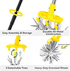 Rotary Cultivator Garden Tool with Extra-Large Tines, 74-Inch Long Handle Manual Tiller Cultivator, Heavy-Duty Rotary Hand Tiller for Soil Mixing, Reseeding Grass, Gardening, Lawn Care