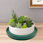 Yukfona Ceramic Plant Saucer Pot Tray 12 Inch, Planter Saucers 4 5 6 7 8 9 10 11 12 13 Inch for Indoors Outdoor, Durable Sturdy Flower Drainage drip Water Tray for Glazed Pots Base (12.7 Inch-Green)