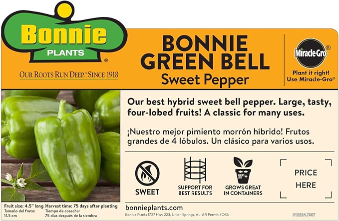 Bonnie Plants Sweet N' Heat Pepper Plant Kit (4-Pack), Live Plants, Heavy Yielding Plants, Green Bell, Jalapenos, Banana & Habanero Peppers