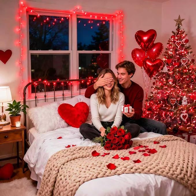 JMEXSUSS 600 LED Red Christmas Lights Outdoor, Red String Twinkle Fairy Lights Indoor Plug in, Valentines Day Lights Clear Wire for Tree Party Christmas Graduation Party Decorations