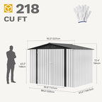 DWVO 7'x5' Large Metal Outdoor Storage Shed, Heavy Duty Tool Storage Sheds for Backyard Patio Lawn - Ideal for Bicycles, Garden Tools, and Lawn Equipment, Easy-to-Assemble, White
