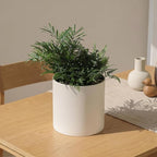 Metal Plant Pot with Drainage Hole,Mid Century Modern 7 inch Round Pot Indoor Outdoor Planters Gift for Decorative Pots of Tabletop Living Room Bedroom Beige