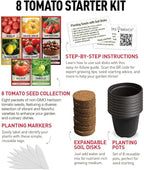 Tomato Growing Kit – Grow 8 Varieties of Delicious Tomatoes – Non-GMO Heirloom Seeds, Complete Indoor & Outdoor Tomato Seed Kit, Our Tomato kit is Perfect for Home Gardens & Fresh Cooking