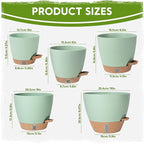 Self-Watering Pots for Indoor Plants with Visible Water Window,5/6/6.5/8/10 Inch Outdoor Flower Pots with Drainage Holes & Reservoir for Patio, Home Decor (Green)