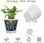 5 Inch Planter Pots, 6 Pack Indoor Planters, Small Flower Pots with Drainage Holes and Tray for Succulents, Orchids, Herbs and Other Indoor Plants (White, 5inch)
