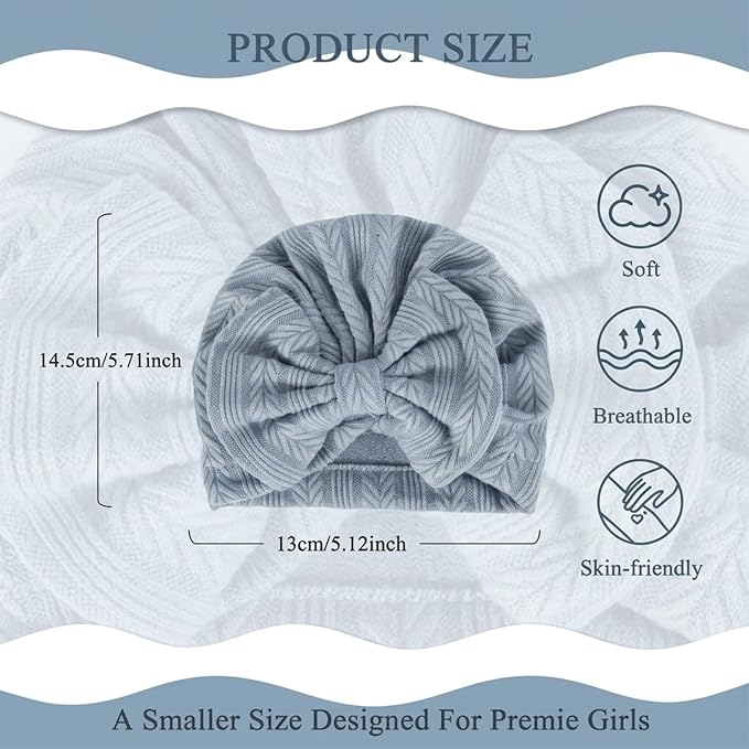 Newborn Baby Girl Hats Mittens Set Cotton Hospital Bow Hat Beanies Caps Gloves for New Born Girls 0-6 Months