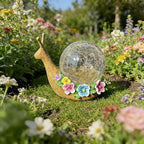Solar Snail Garden Decorations Outdoor Lights Yard Decor,Resin Fariy Statues Cracked Glass lamp Outside for Backyard Patio Lawn Porch,Unique Gifts for Women Mom Grandma