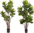 GlowSol Faux Fiddle Leaf Fig Tree, 5 Ft Artificial Ficus Lyrata Plant with 102 Fiddle Leaves, Fake Floor Plant in Pot for Indoor Outdoor Living Room House Office Bedroom Decor