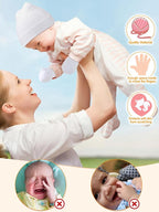 Geyoga 12 Pieces Newborn Hat Mittens Gloves Set Baby Boys Girls Cotton Baby Beanie for 0-12 Months