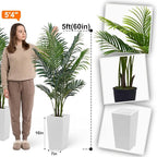 Aveyas 5ft Artificial Palm Tree for Home Decor,5 Feet Faux Plant Fake Silk Tropical Kentia Areca Trees for Indoor Outdoor House Living Room Office Porch Garden(5 ft Tall with Raised Pot)-Set of 2 Pack
