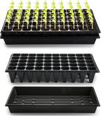 RooTrimmer 10 Pack 1020 Trays and 10 Pack 3.5" Deep 50 Cell Seed Starter Trays, 20" x 10" - Durable Plastic Nursery Flats for Microgreens, Seedling,Seed Germination & Plant Propagation (10 Set)