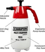 Chapin 1002 Handheld Pump Sprayer, 48oz, Multi‑Purpose, Lawn & Garden, Translucent Poly Tank, Wide‑Mouth Opening, Adjustable Cone Nozzle & Anti‑Clog Filter for Weed, Fertilizer & Pest Applications
