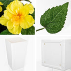 Briful 27.5" Artificial Hibiscus Plant in Tall White Planter, Large Faux Tropical Flower Arrangement for Front Door Porch Patio Balcony Outdoor Indoor Decor, UV Resistant Fake Yellow Hibiscus Tree