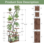 REFGY 65 inch Plant Stand Indoor with Grow Lights, 9 Tiered Metal Plant Stands Indoor, Tall Plant Shelf for Multiple Plants, for Living Room, Patio Balcony or Office (Rustic Brown)
