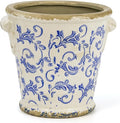 Dosayes Vintage Ceramic Flower Pot with Drainage Holes and Handle,Ice Crack Country Rustic Planters for Indoor Outdoor,Tuscan Decor,Home and Garden Decor,Gardening Present