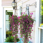 RECUTMS 2Pcs Artificial Hanging Flower Greenery Plants Faux Greenery Artificial Plants for Outdoors Hanging Basket Plastic Home Garden Wedding Party Decorations(Fuchsia)