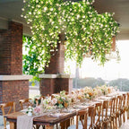 RECUTMS 3 Pcs Hanging Fake Plants Fake Vines Artificial Plants Large Faux Hanging Plant with 30 LED String Light, Artificial Greenery Wall Indoor Outdoor(White)