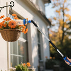 Telescoping Watering Wand for Garden Hose, 36”-54” Adjustable, 10 Spray Patterns, Heavy-Duty Hose Nozzle with Thumb Control & Pivoting Head, Ideal for Hanging Baskets and Shrubs, Blue