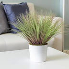 Artificial Grass Plants, Faux Wheat Grass Shrubs Fake Greenery Stems Tall Weed Plant Flowers Decor for Indoor Outdoor Farmhouse Garden Room Home Vase Wedding Party DIY Table Decoration (Purple) 8 Pack