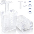 2 PCS Upgraded Aquarium Plant Holder, Adjustable Thickness Height Fish Tank Plant Holder with 2 Extension Hooks and 2 Suction Cups for Fish Tank Aquaponic (Transparent)