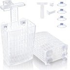 2 PCS Upgraded Aquarium Plant Holder, Adjustable Thickness Height Fish Tank Plant Holder with 2 Extension Hooks and 2 Suction Cups for Fish Tank Aquaponic (Transparent)
