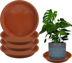 4 Pack 14 Inch Round Plant Saucers for Less 12 Inch Pot Indoors Outdoors Plant Trays for Pots Planter Saucer Plastic Drip Tray Planter Water Tray(Terracotta, 13.8"(4pcs))