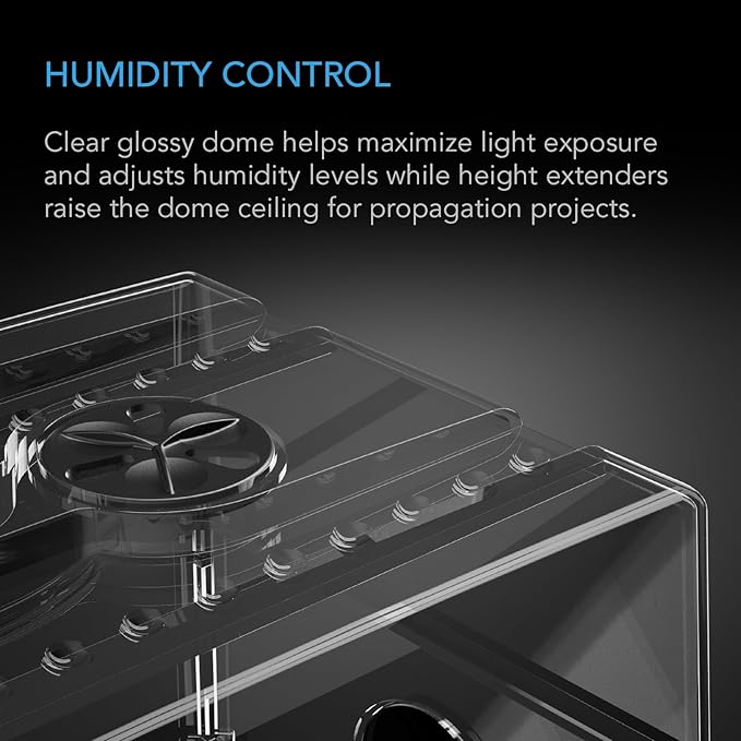 AC Infinity Large Humidity Dome, Heavy-Duty Germination Kit with 3 mm Thickest Clear Dome, Sturdy Drip Tray, 6x12 Cell Seedling Tray, Vented Height Extension Panels, for Seed Starting, Cloning Plants