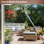 RESTMO 36”-60” Metal Watering Wand, Long Telescopic Tube | 180° Adjustable Ratcheting Head | 7 Spray Patterns | Flow Control, Perfect Garden Hose Sprayer to Water Hanging Baskets, Shrubs, Brown