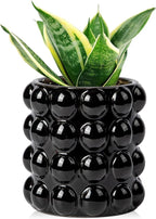 DILATATA 5 Inch Ceramic Planter Pot for Indoor Plants Without Drainage Hole Bubble Flower Planter Hobnail Plant Pot Garden Planter Black Succulent Plant Pot Utensil Holder