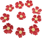 BTMIEY 10 PCS 3D Flower Ceramic Tiles,1.6" Handmade Procelain Ceramic Flowers for Artwork,Fish Tank,Vases,Living Room, Dining Table,Office, Home Floral Decor (Single-Flowered Red)