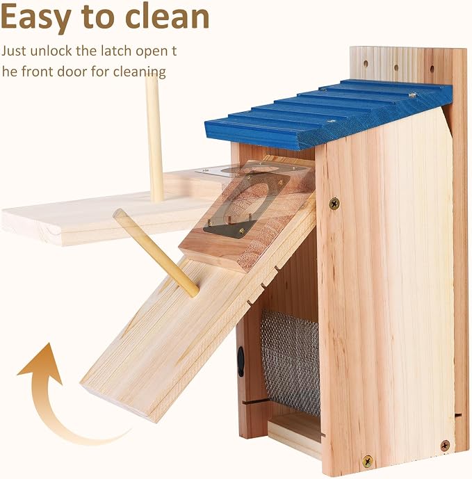 Bird Houses for Outside 2Pack with Copper Guard,Thicken Wooden Bluebird House Clearance Garden Country Cottages, Nesting Box for Finch Swallow Wren Chickadee Wild Bird Supplies, Easy to Assemble