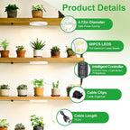 4.72in Indoor Plant Grow Lights, Full Spectrum Grow Lamp, Warm+White LEDs Plant Growing Light for Cabinets and Plant Shelf, with 6/12/16H Timer, 3 Lighting Modes, 10 Brightness Levels, 2 Head