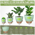 Self-Watering Pots for Indoor Plants 4 Pack, 6/8/10/12 Inch Outdoor Planters with Water Level Indicator&Deep Reservoir, Decorative Flower Pots for Indoor Plants,Home Decor (Green, 12+10+8+6 inch)