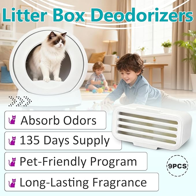 9 Pcs Deodorizer Compatible with PetSafe ScoopFree SmartSpin Self-Cleaning Cat Litter Box & HHOLOVE Self-Cleaning Cat Litter Box, Natural Essential Oils, Cat Friendly, Odor Control