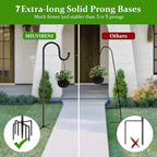 Shepherds Hooks for Outdoor with 7 Base Prongs, 72 Inches Heavy Duty Garden Bird Feeder Pole for Hanging Bird Feeder, Plant Baskets, Solar Light Lanterns, Outdoor Plant Hanger Hook,2 Packs
