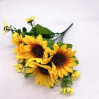 PASYOU Artificial Sunflower Plastic Fake Flowers Sunflowers for Indoor Outdoor Wedding Bridal Bouquet Home Garden Party DIY Wreath Table Arrangement Decoration Pot Planter Filler 4 pcs